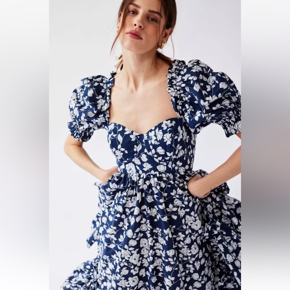 Selkie Dresses & Skirts - Free People Selkie French Ritz Midi Floral Dress Ruffle Buckingham Blue
